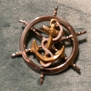 Gold and Silver Anchor Brooch